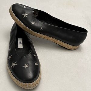 Miista Black Ballet Flats with Silver Star Embellishments Size 40